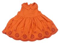 Oranžové plátěné šaty s madeirou M&S