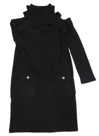 Černé žebrované šaty zn. River Island