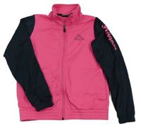 Neonově růžovo-tmavomodrá sportovní propínací mikina s logem zn. Kappa