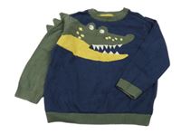Tmavomodro-khaki svetr s krokodýlem Mothercare
