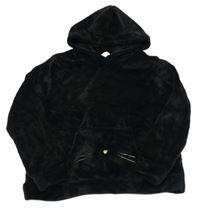 Černá chlupatá mikina s kočkou a kapucí H&M