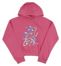 Růžová crop mikina s nápisem a kapucí Souluxe