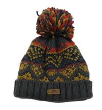 Šedo-červeno-béžová vzorovaná čepice s bambulí Trespass