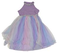 Fialovo-barevné šaty s tylovou sukní Shein