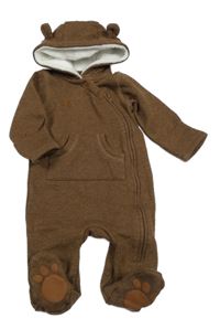 Hnědá tepláková kombinéza s kapucí 