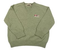 Khaki svetr s výšivkou