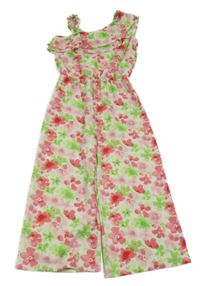 Bílý květinový kalhotový overal Primark