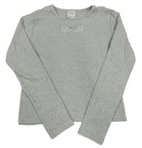 Šedé žebrované triko s perforovaným srdcem Zara