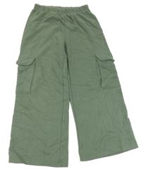 Khaki wide leg cargo tepláky C&A