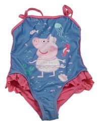 Modro-růžové jednodílné plavky s Peppa Pig 