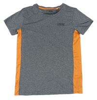 Šedo-melírovano-oranžové sportovní tričko s nápisem Yigga