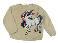 Béžová chlupatá mikina s překlápěcími flitry H&M