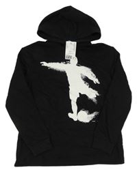 Nové - Černá mikina s fotbalistou a kapucí H&M