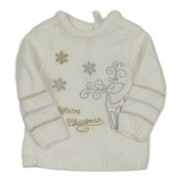 Bílý žinylkový svetr se sobem a vločkami Orchestra