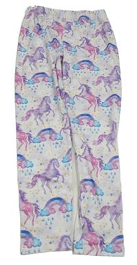 Bílo-lila legíny s jednorožci a duhami 