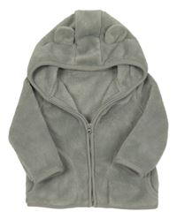 Nové - Šedá chlupatá propínací mikina s kapucí 