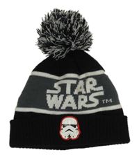 Černo-šedá pletená čepice se Star Wars George