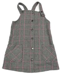 Bílo-černo-růžové vzorovano/kostkované laclové šaty George