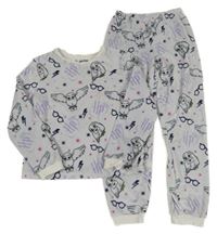 Šedé plyšové pyžamo s Hedwikou - Harry Potter