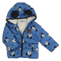 Modrá šusťáková zimní bunda s Mickeym a kapucí Disney