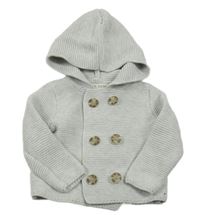 Šedý propínací svetr s kapucí