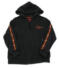 Černá propínací mikina s monogramem kapucí 