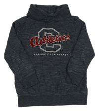 Tmavomodré melírované triko s nápisem a komínovým límcem Yigga