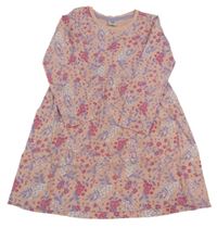 Světlerůžovo-fialové květované bavlněné šaty Kiki&Koko