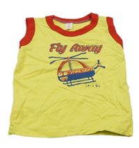 Žluté tíko s vrtulníkem a červeným lemem 