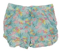 Světlemodro-květované lehké kraťasy Pocopiano