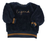 Tmavomodro-hnědá chlupatá mikina s nápisem Pep&Co