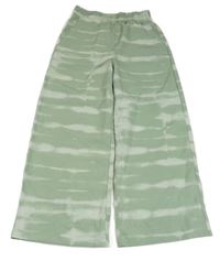 Světlezeleno-bílé vzorované široké kalhoty H&M