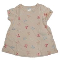 Světlerůžové tričko s motýly H&M