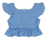 Světlemodré crop tričko s volánkem Shein