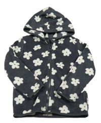 Šedá květinová fleecová propínací mikina s kapucí George