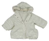 Bílá šusťáková zimní parka s kapucí 