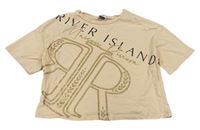 Pudrové crop tričko s logem River Island