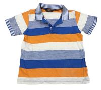 Modro-oranžovo-bílé pruhované polo tričko George 