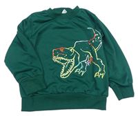 Tmavozelená mikina s dinosaurem 