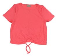Neonově růžové žebrované crop tričko Matalan 