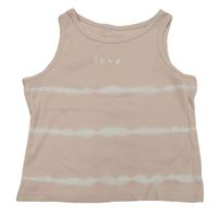 Světlerůžovo-bílý batikovaný crop top s nápisem zn. Primark 