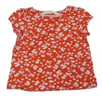 Červené kytičkované tričko H&M