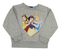 Šedá melírovaná mikina s princeznami Primark