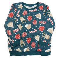 Petrolejová mikina se zimním motivem So Cute 