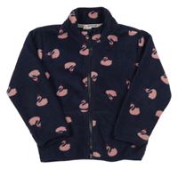 Tmavomodrá fleecová mikina s labutěmi Kuyeeebear