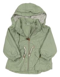 Světlezelená plátěná jarní parka s kapucí H&M
