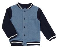 Modro-tmavomodrá riflovo/tepláková bunda Tu