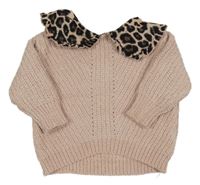 Světlerůžový žinylkový svetr s límcem River Island