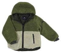 Khaki-béžová huňatá zateplená bunda s kapucí Basefield