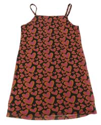 Černo-růžové srdíčkované tylové šaty Primark 